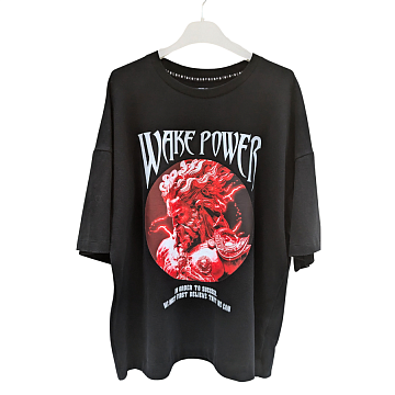 Мужская футболка oversize с принтом "Wake Power", XS-L